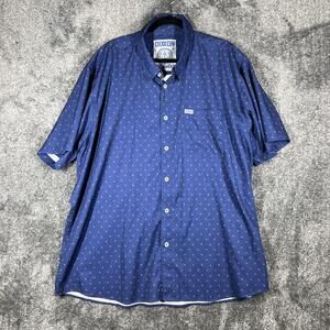 DIXXON Shirt Mens 3XL Blue Short Sleeve Button Up Anchor Print The Avery